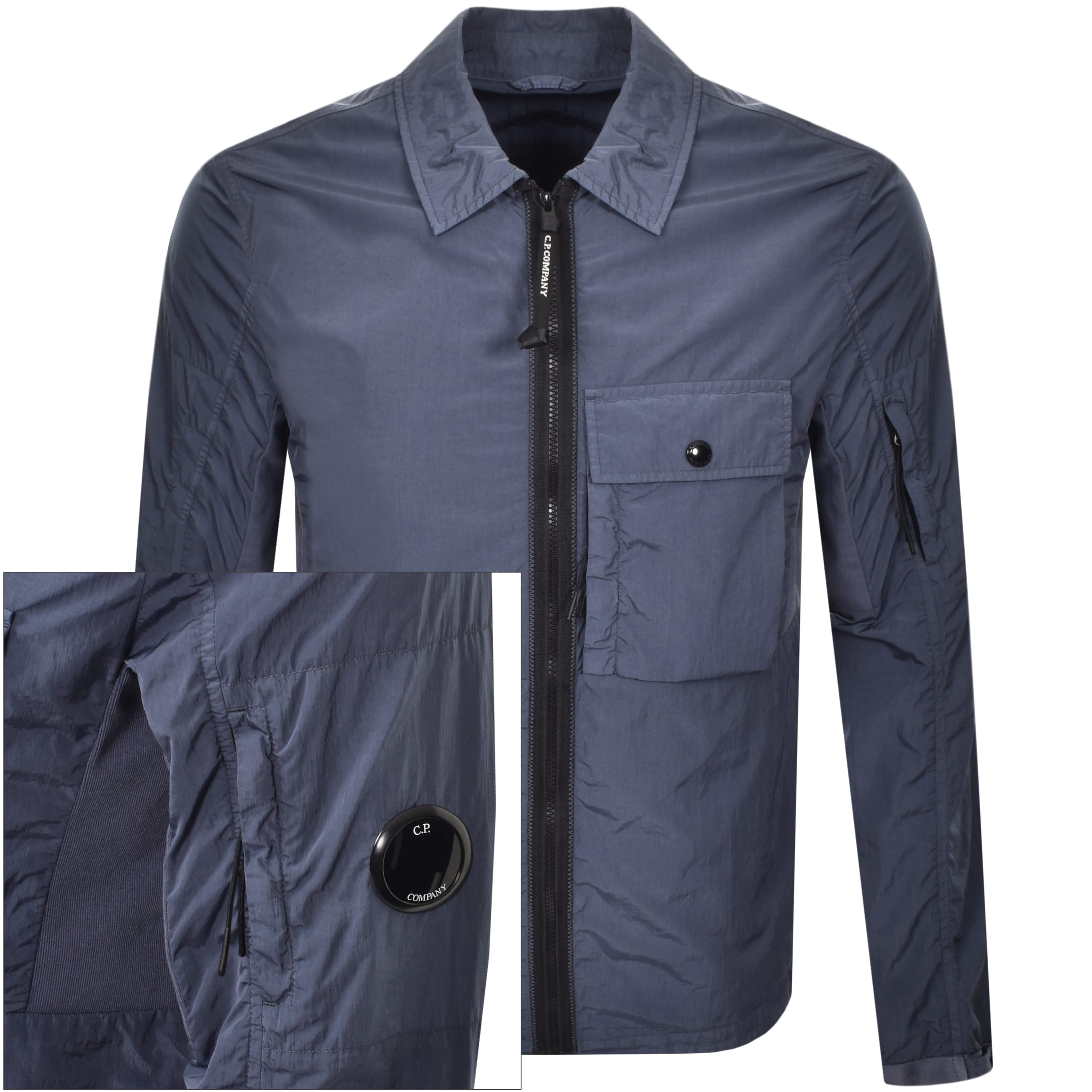 Alternative Image for ProductCP Company Long Sleeved Full Zip Overshirt Blue1